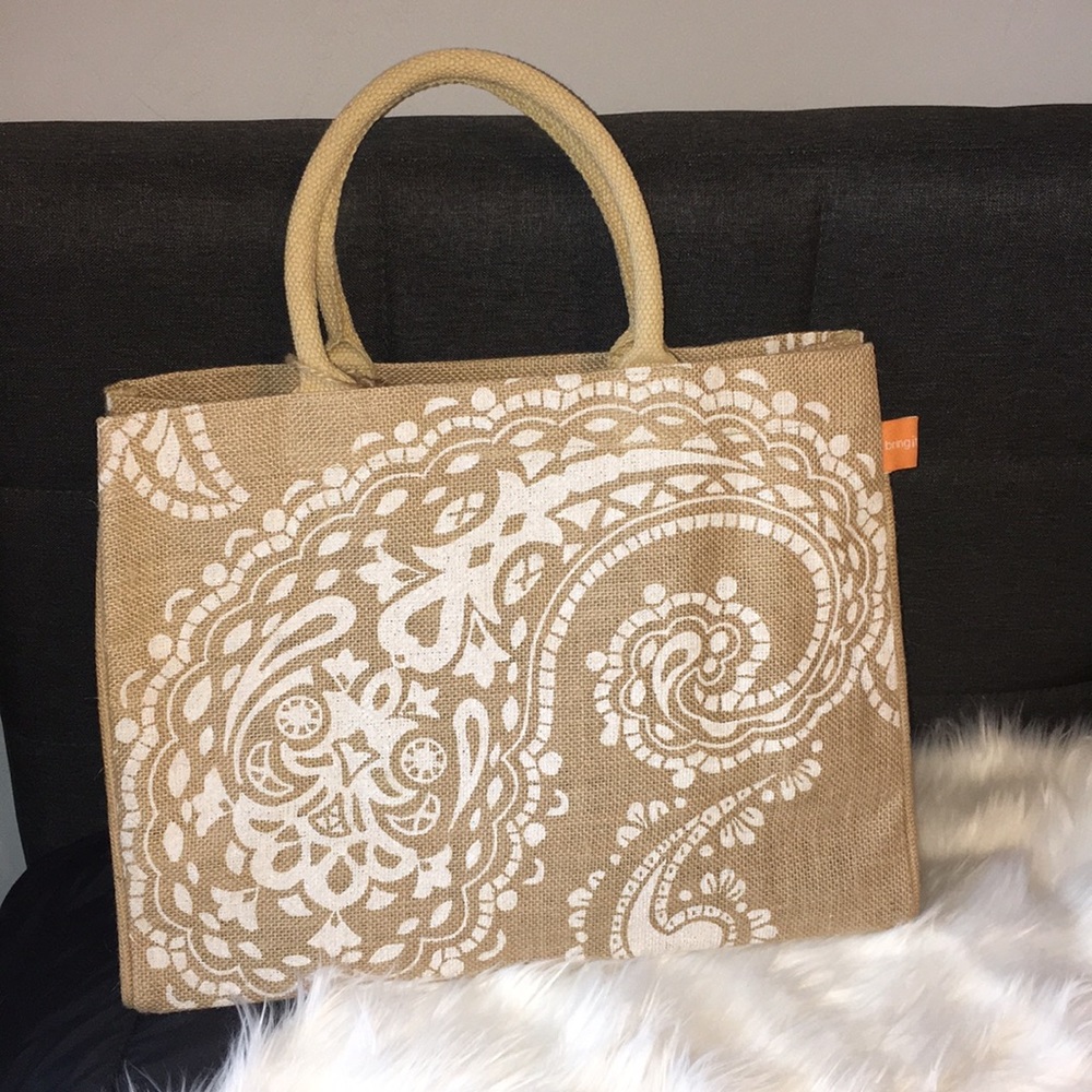 New Bringit Burlap Tote Bag